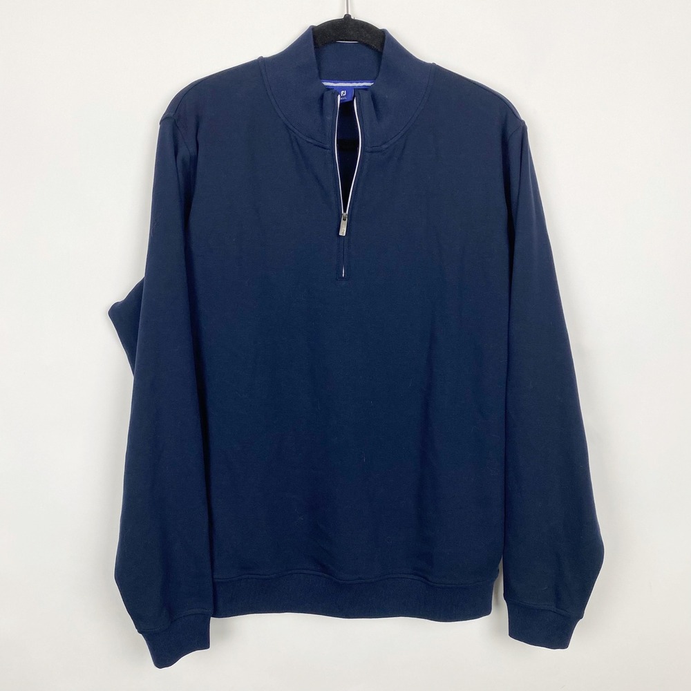 FootJoy 1857 Pima Cotton Spandex Quarter Zip Pullover Mens M Navy Blue